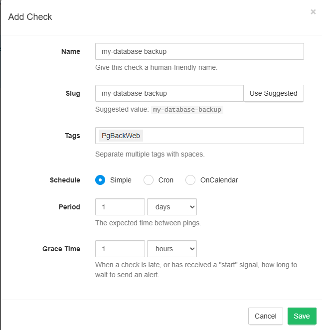 New Check in Healthchecks
