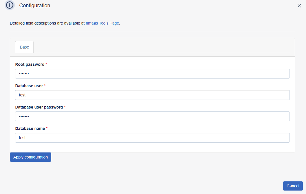 PostgreSQL Deployment Wizard on nmaas