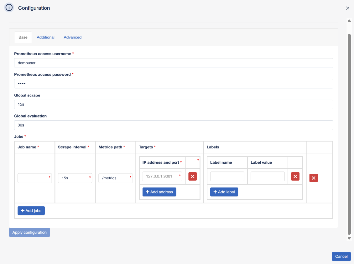 nmaas Application Instance Configuration Wizard