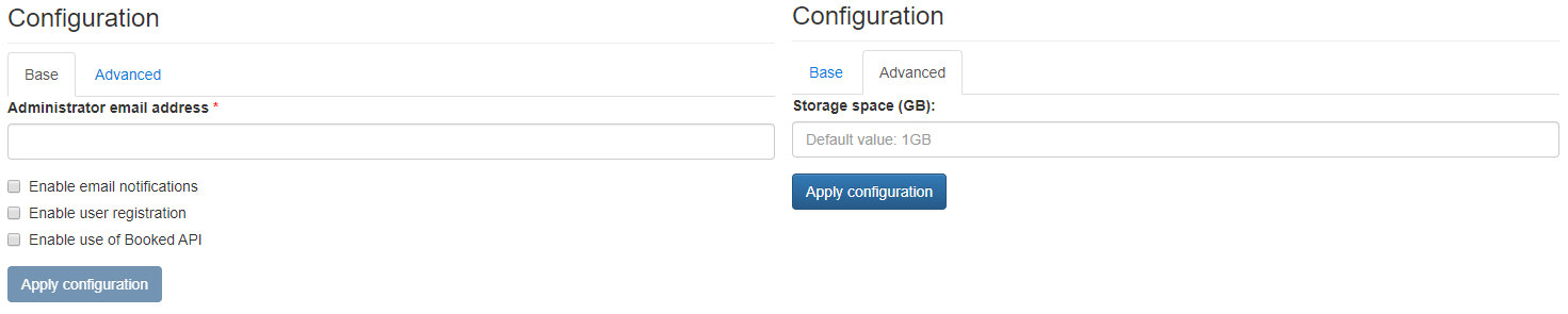 Booked configuration wizard